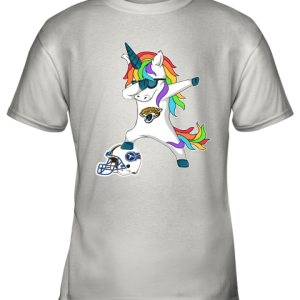 Football Dabbing Unicorn Steps On Helmet Jacksonville Jaguars Youth T-Shirt –