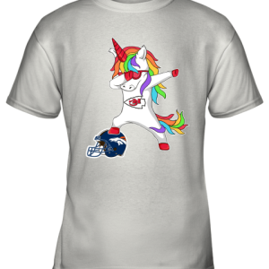 Football Dabbing Unicorn Steps On Helmet Kansas City Chiefs Youth T-Shirt –