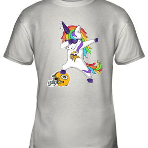 Football Dabbing Unicorn Steps On Helmet Minnesota Vikings Youth T-Shirt –