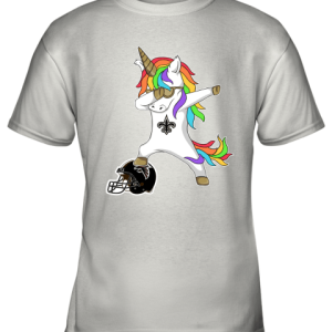 Football Dabbing Unicorn Steps On Helmet New Orleans Saints Youth T-Shirt –