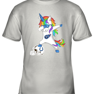 Football Dabbing Unicorn Steps On Helmet Tennessee Titans Youth T-Shirt –