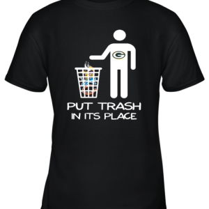 Green Bay Packers Put Trash In Its Place Funny NFL Youth T-Shirt –