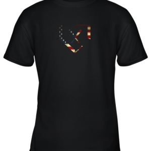 Home Plate Baseball Bats American Flag Shirt Baseballin Youth T-Shirt –