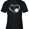 I Love Baseballl Funny Baseball Lover Heartbeat Youth T-Shirt –