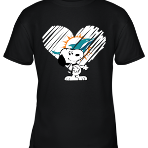 I Love Miami Dolphins Snoopy In My Heart NFL Youth T-Shirt –