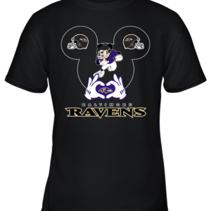 I Love The Ravens Mickey Mouse Baltimore Ravens Youth T-Shirt –