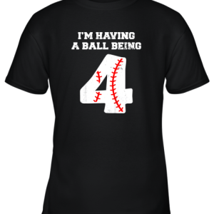 Kids 4 Year Old Baseball Birthday Shirt 4th Birthday Shirt Boys Youth T-Shirt –