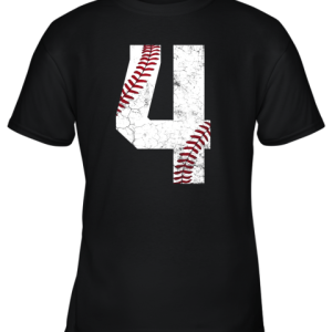 Kids 4th Birthday Shirt Baseball Boys Kids Four 4 Fourth Gift Youth T-Shirt –