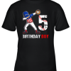 Kids 5 Years Old 5th Birthday Baseball Dabbing Shirt Gift Party Youth T-Shirt –
