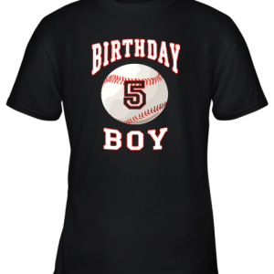 Kids Baseball Bday 5th Birthday Boy Shirt for 5 Years Old Gift Youth T-Shirt –