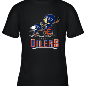 Let’s Play Oilers Ice Hockey Snoopy NHL Youth T-Shirt –