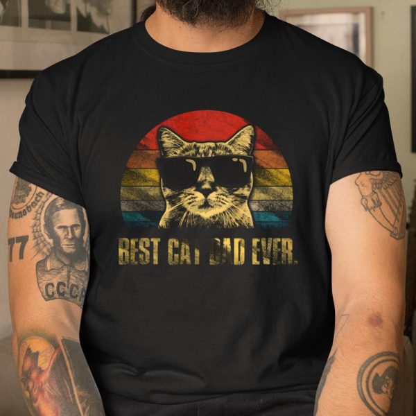 Mens Best Cat Dad Ever T Shirt Funny Cat Dad Father Vintage Gift T Shirt  Itees Global