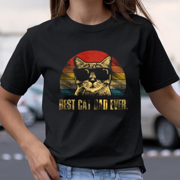 Mens Best Cat Dad Ever T Shirt Funny Cat Dad Father Vintage Gift T Shirt  Itees Global