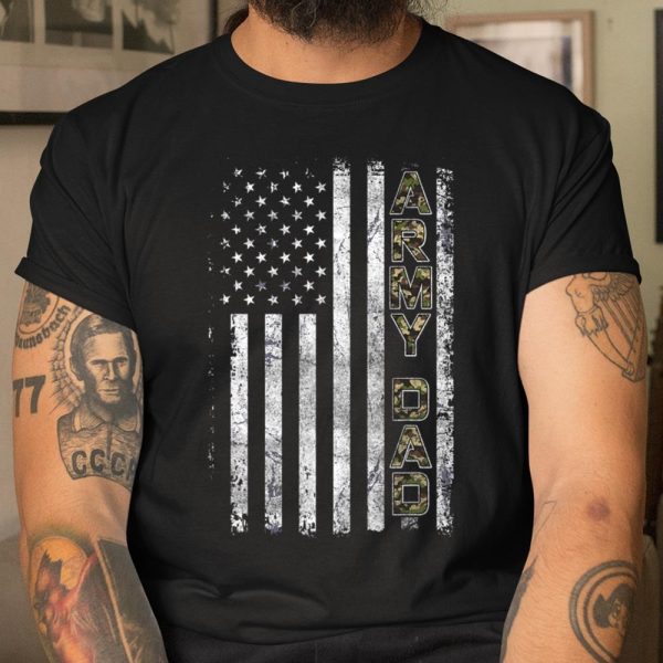 Mens Proud Army Dad T Shirt United States USA Flag Father Gift T Shirt  Itees Global