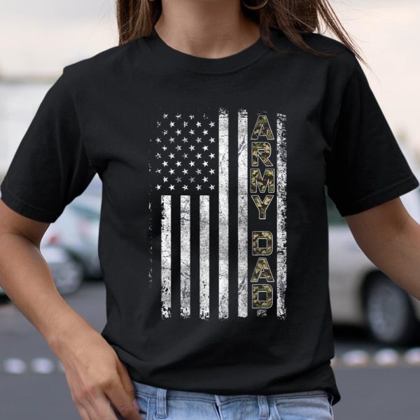 Mens Proud Army Dad T Shirt United States USA Flag Father Gift T Shirt  Itees Global