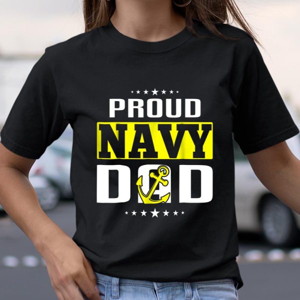 Mens Proud US Navy Dad T Shirt Army Military Father T Shirt  Itees Global