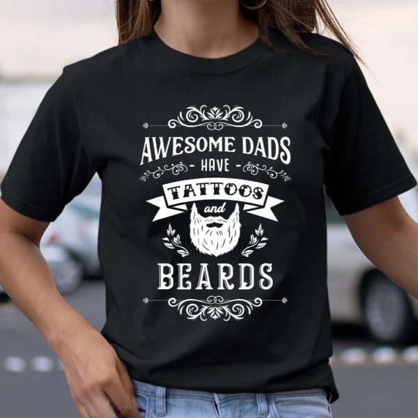 Mens Tattoo Dad Gift Awesome Dad Shirt Bearded Father T Shirt  Itees Global