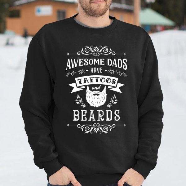 Mens Tattoo Dad Gift Awesome Dad Shirt Bearded Father T Shirt  Itees Global