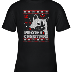 Meowy Christmas Ugly Christmas Holiday Adult Crewneck Youth T-Shirt –