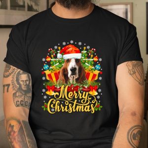 Merry Christmas Basset Hound Mom Dad Christmas T Shirt Itees Global 1
