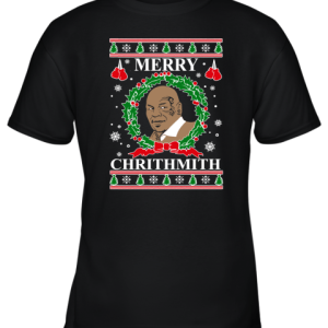 Merry Chrithmith Ugly Christmas Slouchy Off Shoulder Oversized Youth T-Shirt –