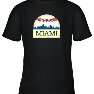 Miami Baseball Shirt Cool Marlin Skyline on Giant Ball Youth T-Shirt –