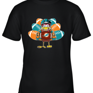 Miami Dolphins Turkey Football Thanksgiving Youth T-Shirt –