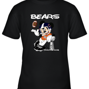 Mickey Bears Taking The Super Bowl Trophy Football Youth T-Shirt –