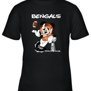Mickey Bengals Taking The Super Bowl Trophy Football Youth T-Shirt –