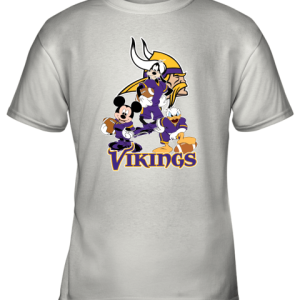 Mickey Donald Goofy The Three Minnesota Vikings Football Shirts Youth T-Shirt –