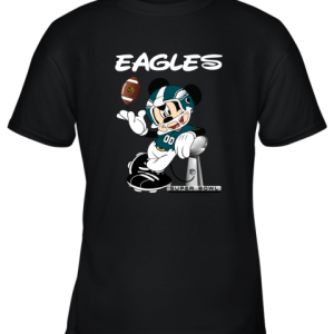 Mickey Eagles Taking The Super Bowl Trophy Football Youth T-Shirt –