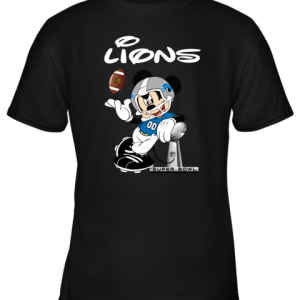 Mickey Lions Taking The Super Bowl Trophy Football Youth T-Shirt –