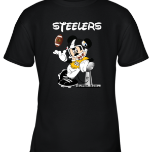 Mickey Steelers Taking The Super Bowl Trophy Football Youth T-Shirt –