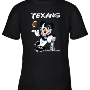 Mickey Texans Taking The Super Bowl Trophy Football Youth T-Shirt –