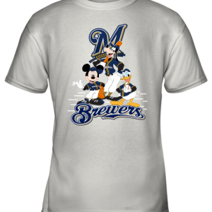 Milwaukee Brewers Mickey Donald And Goofy Baseball Youth T-Shirt –