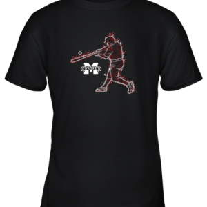 Mississippi State Bulldogs Baseball Player On Fire Gift Youth T-Shirt –