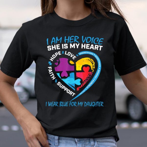 Mom Dad Puzzle I Wear Blue For My Daughter Autism Awareness T Shirt  Itees Global