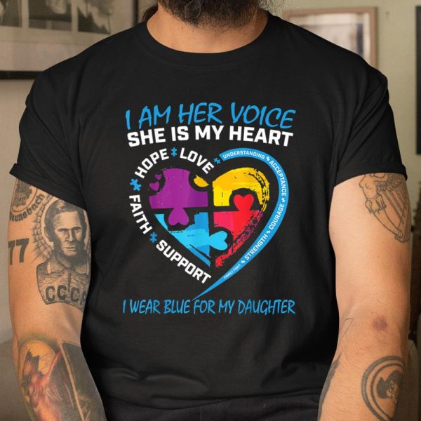 Mom Dad Puzzle I Wear Blue For My Daughter Autism Awareness T Shirt  Itees Global