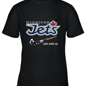 NHL Team winnipeg jets x Nike Just Hate Us Hockey Youth T-Shirt –