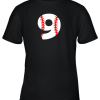 Ninth Birthday 9th BASEBALL Shirt Number 9 Born in 2010 Youth T-Shirt –