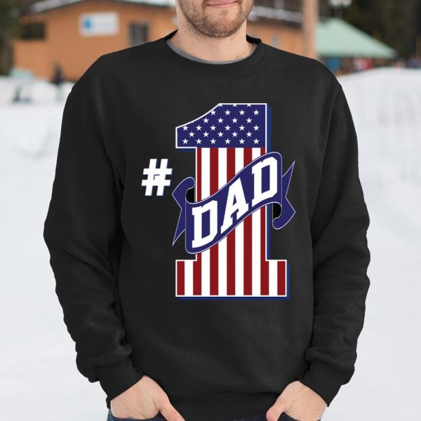 Number 1 Dad #1 Dad American Flag T Shirt  Itees Global