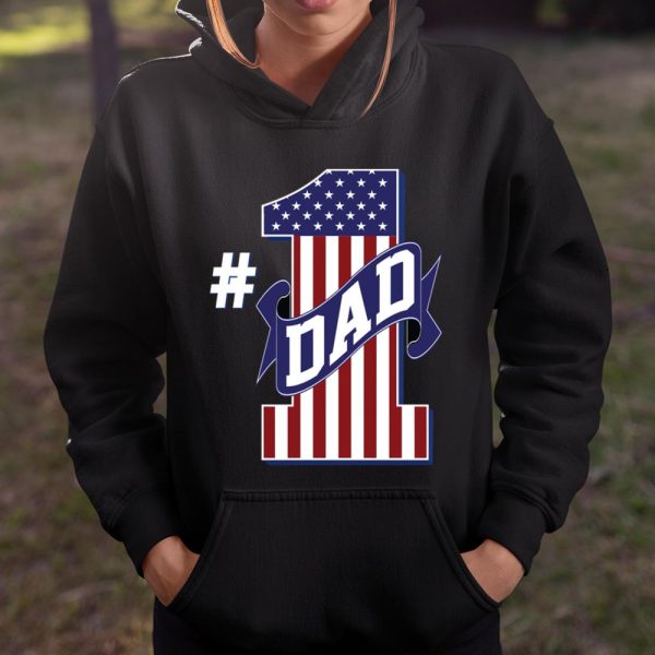 Number 1 Dad #1 Dad American Flag T Shirt  Itees Global