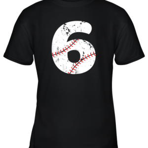 Number #6 BASEBALL Vintage Distressed Team Youth T-Shirt –