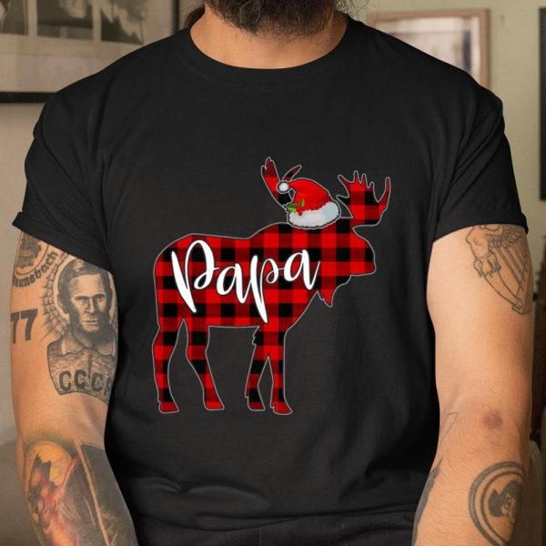 Papa Moose Red Plaid Buffalo Hat Santa PJs For Father Daddy T Shirt  Itees Global