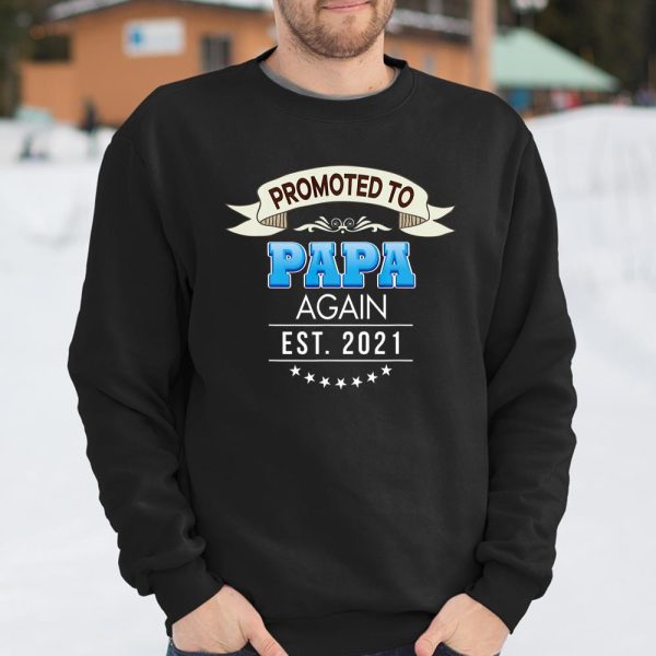 Promoted To Papa Again Est 2021 New Mom Dad Mother Father T Shirt  Itees Global