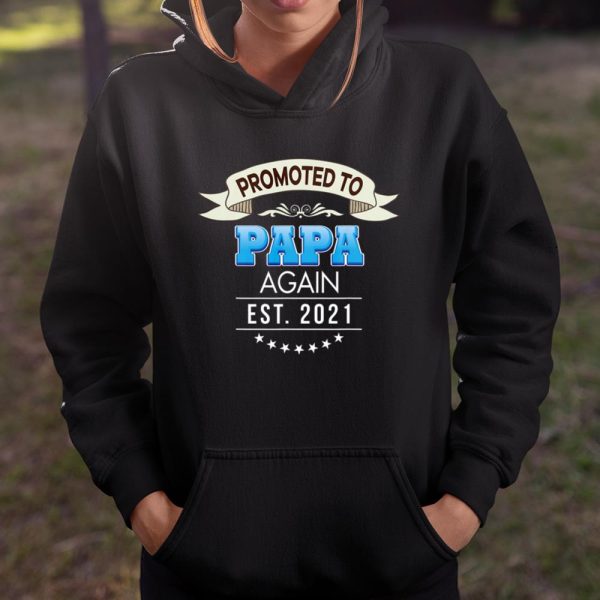 Promoted To Papa Again Est 2021 New Mom Dad Mother Father T Shirt  Itees Global