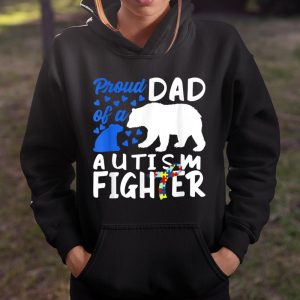 Proud Dad Of A Autism Fighter Awareness Puzzle Piece Ribbon T Shirt Itees Global 4