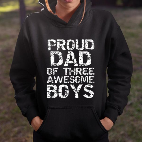 Proud Dad of Three Awesome Boys Shirt Fun Father T Shirt  Itees Global