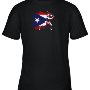 Puerto Rico Flag Shirt Baseball Player Shirt Sport Lover Youth T-Shirt –