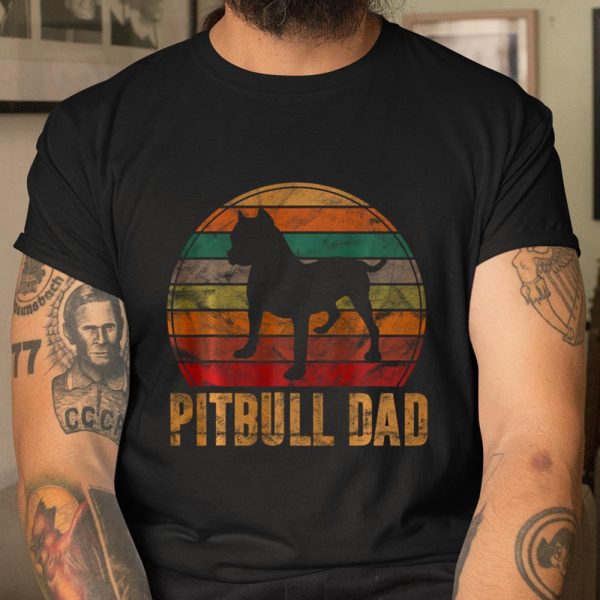 Retro Pitbull Dad Gift Dog Lover Pet Daddy Pit bull Father T Shirt  Itees Global